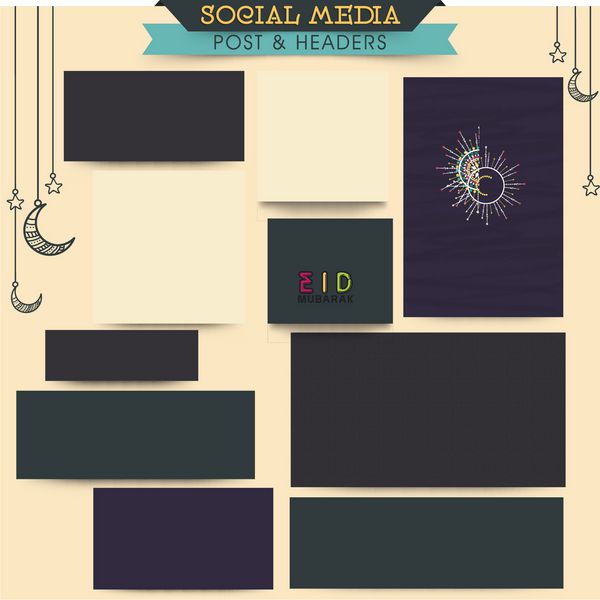 تبلیغات خلاقانه در رسانه های اجتماعی سربرگ ها بنرها یا پست برای جشنواره جامعه مسلمانان جشن عید مبارک