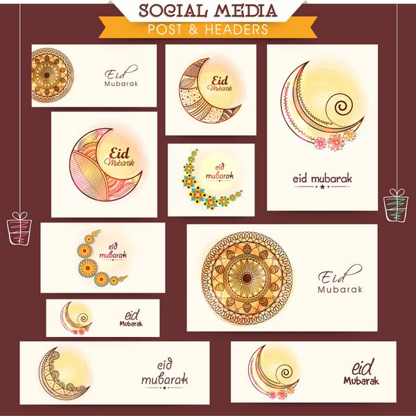 طراحی خلاقانه گل تبلیغات رسانه های اجتماعی سربرگ ها بنرها یا پست های جشنواره جامعه مسلمانان جشن عید مبارک