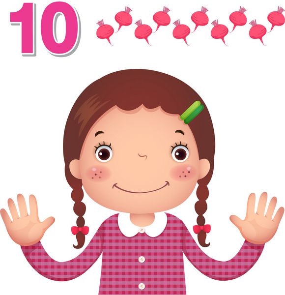 مطالب آموزشی کودکان اعداد و شمارش را با دست بچه ها که عدد ده را نشان می دهد یاد بگیرید