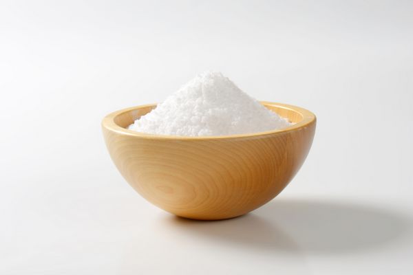 نمک دانه درشت در کاسه چوبی