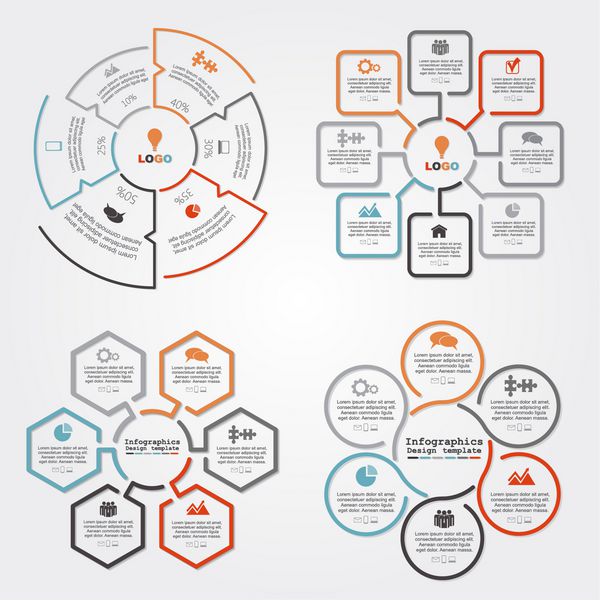 مجموعه ای از طرح بندی قالب گزارش اینفوگرافیک وکتور