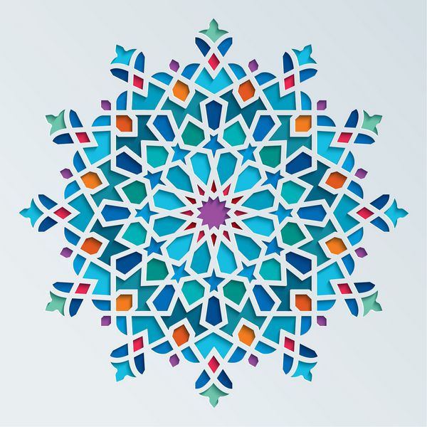 الگوی گرد زیور آلات هندسی رنگارنگ عربی زیبا