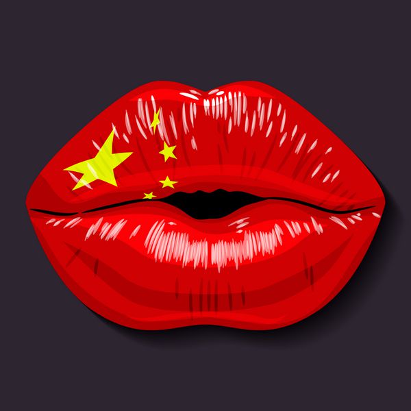 مفهوم مدرسه زبان خارجی لب دهان باز پرچم چین