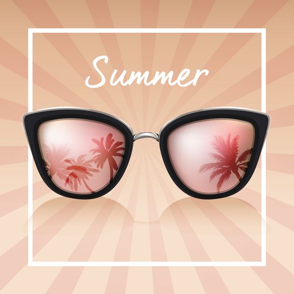 عینک آفتابی مدرن با بازتاب کف دست بنر تابستانی پوستر تازه مدرن تبلیغاتی
