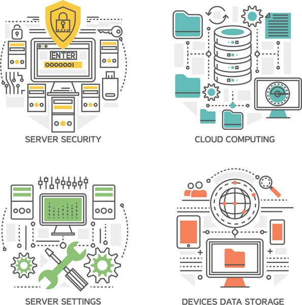 ترکیبات خطی مرکز داده از جمله تنظیمات سرور و سیستم امنیتی دستگاه های محاسبات ابری ذخیره سازی اطلاعات وکتور جدا شده