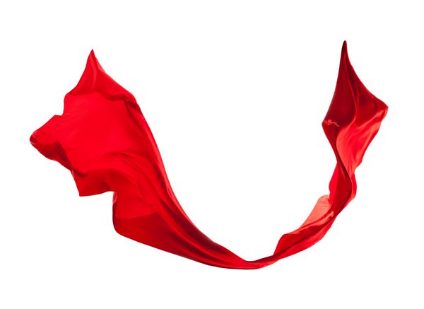 پارچه ساتن قرمز ظریف و صاف جدا شده در پس زمینه سفید