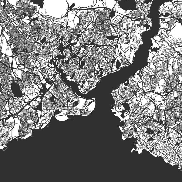 Artprint نقشه تک رنگ استانبول نسخه طرح وکتور آماده برای تغییر رنگ جدا شده روی سفید