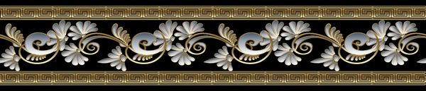 حاشیه مدرن گل وکتور تصویر زمینه تصویر زمینه الگوی بدون درز با گلهای سه بعدی طلایی کلید یونانی زیور آلات تزئینی