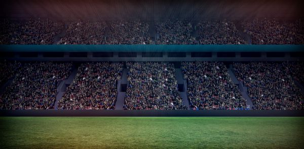 تصویر دیجیتالی از فضای شلوغ استادیوم فوتبال کپی سه بعدی
