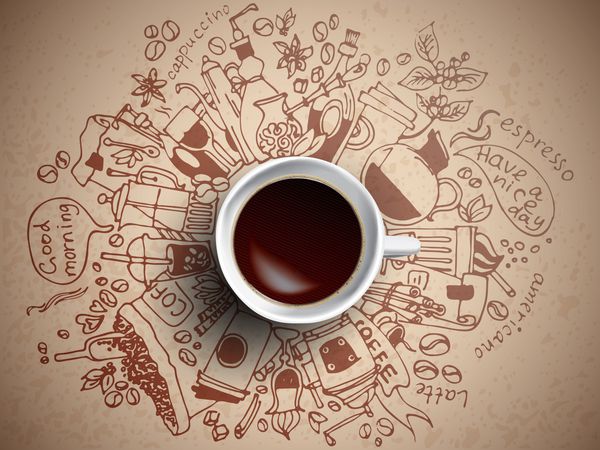 مفهوم ابله قهوه - تصویر طرح در مورد زمان قهوه
