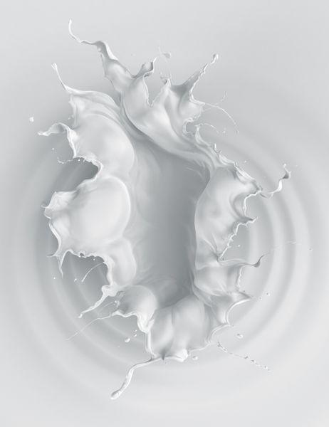 ریختن شیر جدا شده از پاشش شیر موج دار شدن شیر رندر سه بعدی