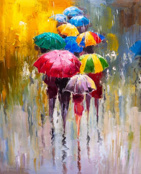 نقاشی رنگ روغن - روز بارانی