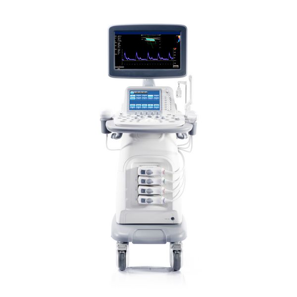دستگاه اولتراسوند جدا شده در زمینه سفید دستگاه پزشکی دستگاه سونوگرافی تجهیزات تشخیصی پزشکی تجهیزات بیمارستانی مسیر برش