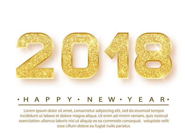 2018 سال نو مبارک اعداد طلایی طراحی کارت تبریک الگوی درخشان طلا بنر سال نو مبارک با اعداد 2018 در پس زمینه روشن وکتور