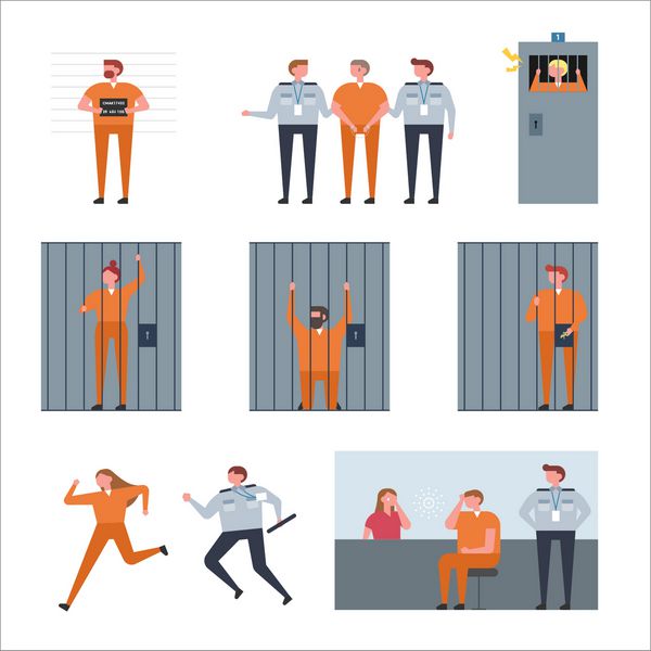وضعیت زندان وکتور تصویر طرح تخت