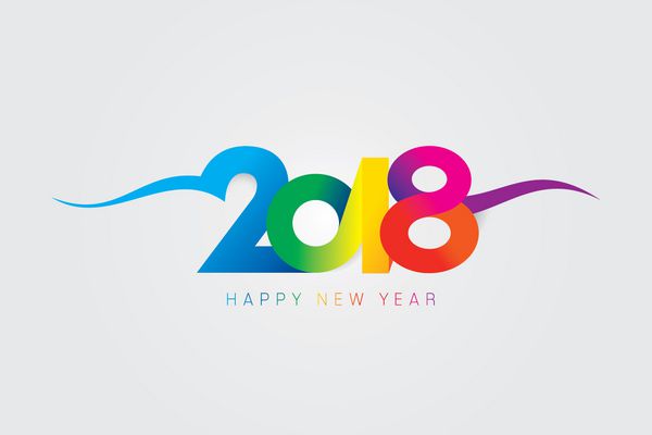 وکتور طرح سال نو مبارک 2018 با متن در زمینه سفید