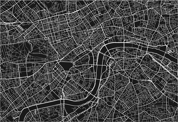 وکتور سیاه و سفید نقشه شهر لندن با لایه های جدا شده به خوبی سازماندهی شده