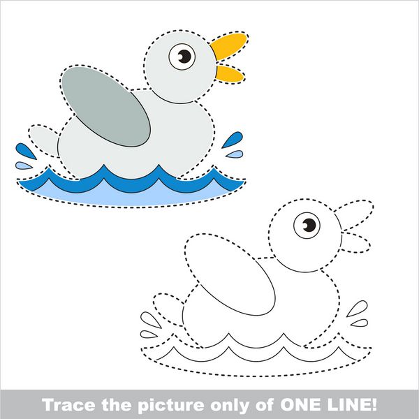 یک اردک سفید خنده دار بازی آموزشی نقطه به نقطه برای بچه ها