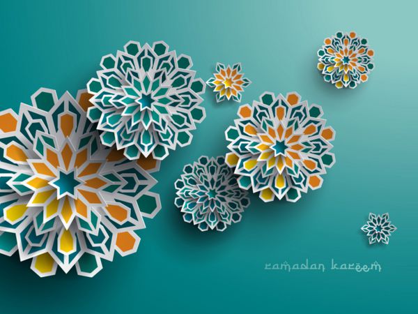 گرافیک کاغذی هنر هندسی اسلامی تزئینات اسلامی رمضان کریم نام ماه مبارک رمضان است
