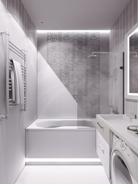 رندر سه بعدی حمام به سبک کلاسیک مدرن