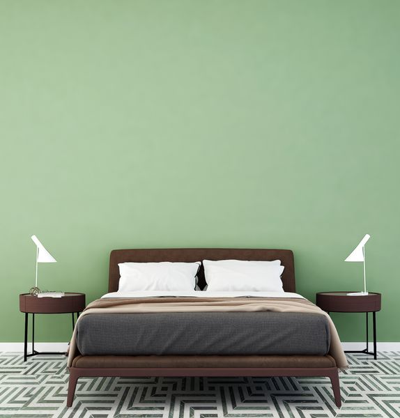 اتاق خواب و دیوار سبز