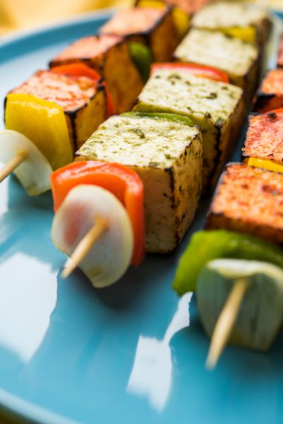 Paneer Tikka Kabab - سیخ پنیر هندی تنوری یا کباب پنیر فوکوس انتخابی