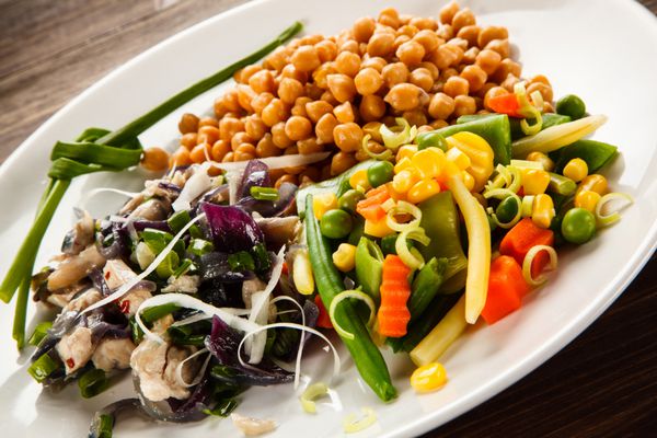 غذای چینی - مرغ کباب با سبزیجات