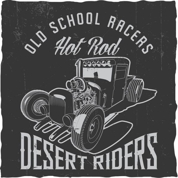 طراحی لیبل Hot Rod Old School Racers برای تی شرت پوستر کارت تبریک و غیره