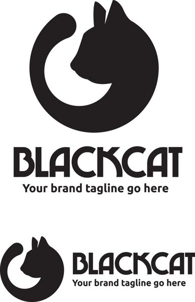 لوگوی گربه سیاه با سر و دم گربه