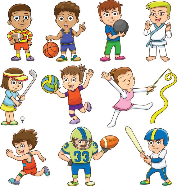 تصویری از کودکان در حال انجام ورزش های مختلف