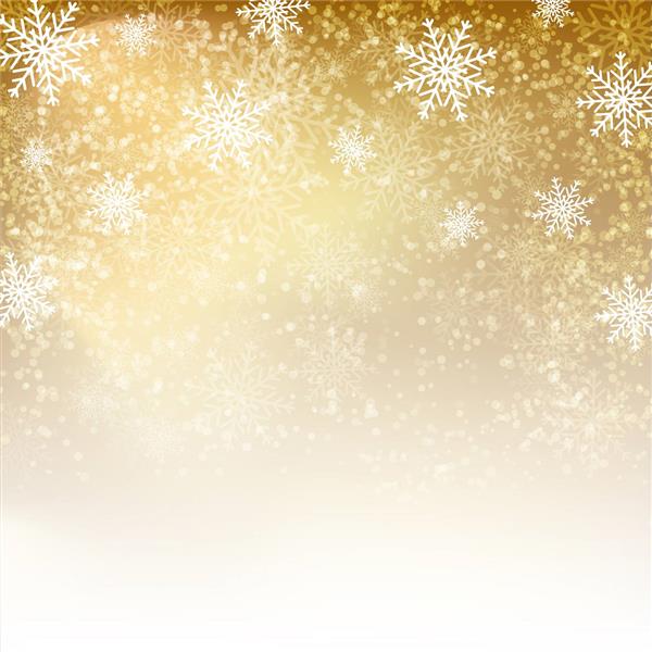 پس زمینه کریسمس طلایی با برف برای کارت دعوت و بنر کریسمس