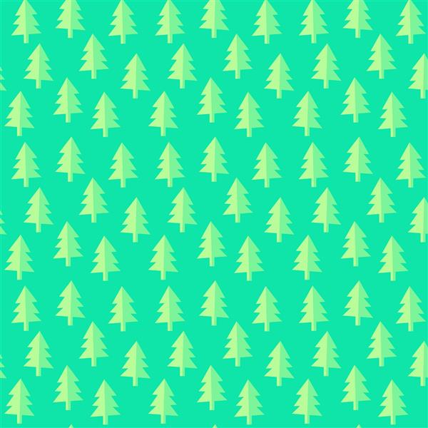 الگو تکراری درخت های کاج در پس زمینه سبز