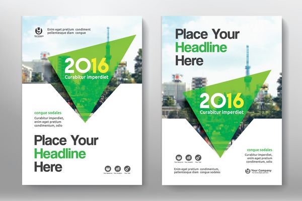 طرح رنگ سبز با الگوی طراحی جلد کتاب کسب و کار پس زمینه شهر در A4 قابل تطبیق با بروشور گزارش سالانه مجله پوستر ارائه شرکتی نمونه کارها بروشور بنر وب سایت