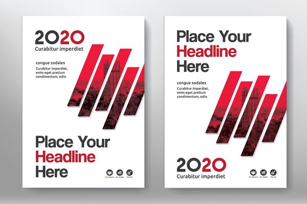 طرح رنگ قرمز با الگوی طراحی جلد کتاب کسب و کار پس زمینه شهر در A4 سازگاری آسان با بروشور گزارش سالانه مجله پوستر ارائه شرکتی نمونه کارها بروشور بنر وب سایت