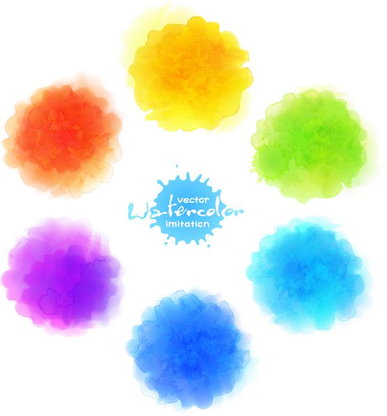 وکتور تقلید آبرنگ مجموعه لکه های رنگ رنگین کمان