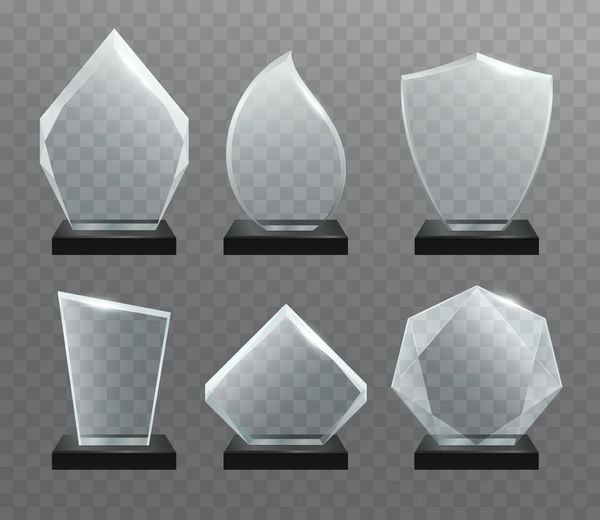 جوایز جام شفاف شیشه ای با پایه تاریک