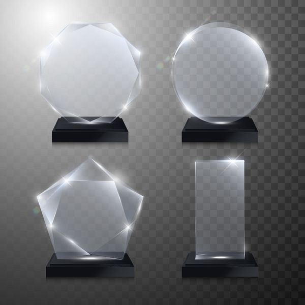 جایزه جام شیشه ای وکتور کریستال سه بعدی شفاف