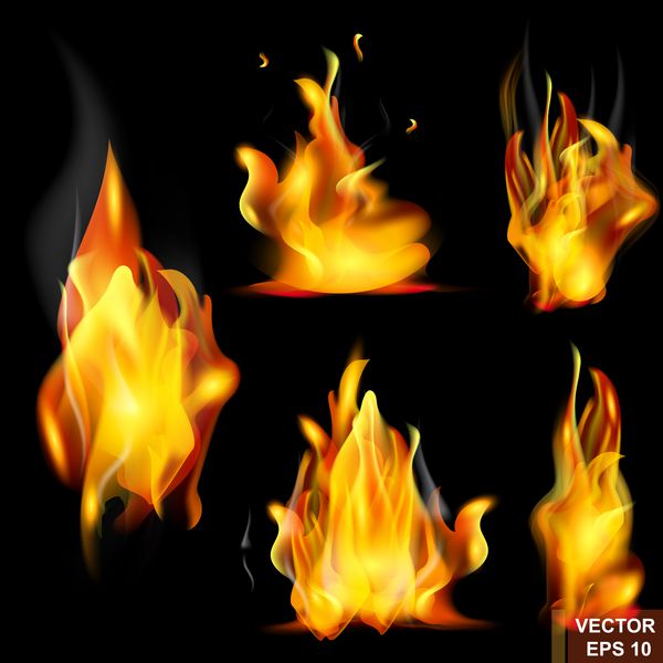 شعله آتش واقع بینانه دود آتش سوزی برای طراحی شما