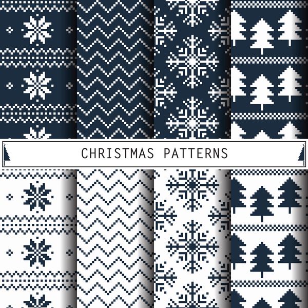 الگوهای کریسمس مجموعه ای از پس زمینه تعطیلات زمستانی