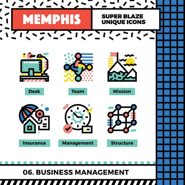 مدیریت کسب و کار Neo Memphis Icons