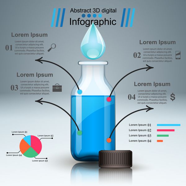 اینفوگرافیک کسب و کار بطری های دارو نماد دستور غذا