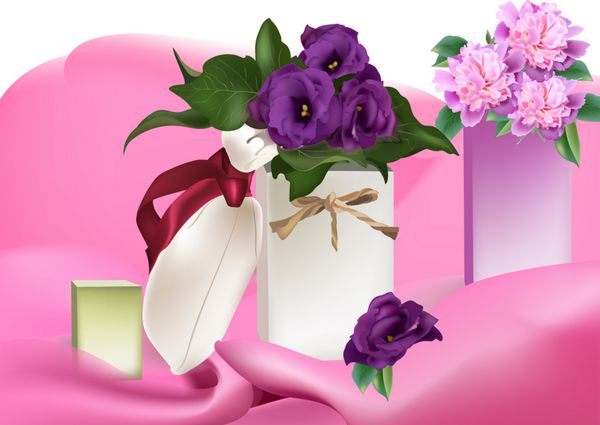 پس زمینه توری کارت دسته گل های ظریف بهاری کارت پستال زیبا برای عروسی تولد سالگرد وکتور