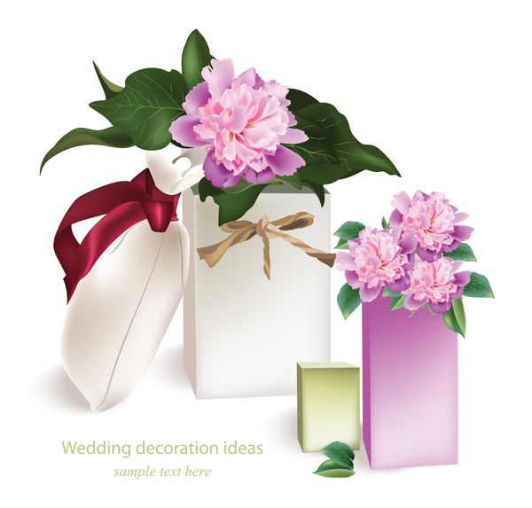 کارت دسته گل های ظریف بهاری کارت پستال زیبا برای عروسی تولد سالگرد وکتور
