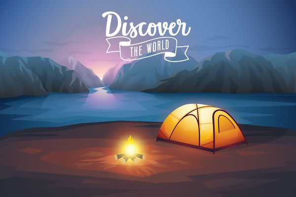 پوستر جهان منظره شب با چادر را کشف کنید