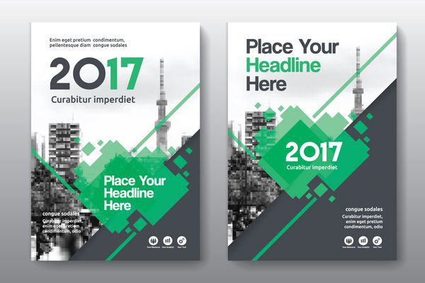 طرح رنگ سبز با الگوی طراحی جلد کتاب کسب و کار پس زمینه شهر در A4 قابل تطبیق با بروشور گزارش سالانه مجله پوستر ارائه شرکتی نمونه کارها بروشور بنر وب سایت