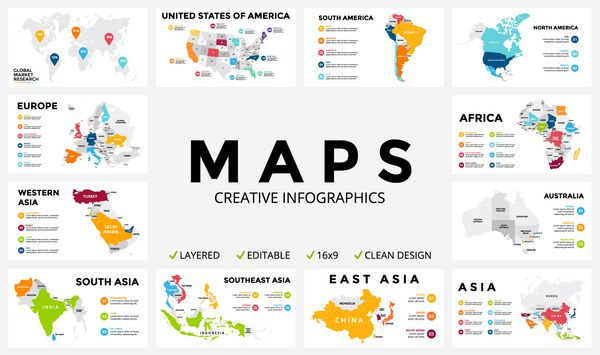اینفوگرافیک نقشه برداری ارائه اسلاید مفهوم بازاریابی کسب و کار جهانی کشور رنگ داده های جغرافیایی حمل و نقل جهان الگوی آمار اقتصادی جهان آمریکا آفریقا اروپا آسیا