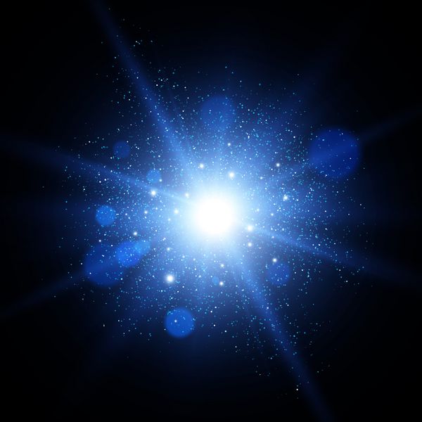 جلوه نور ستاره با درخشش ترکید انفجار وکتور آبی