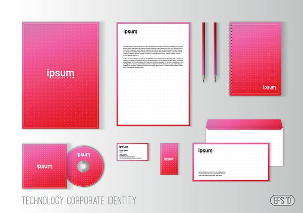 الگوی هویت شرکتی برای شرکت فناوری طراحی قالب لوازم التحریر مدرن برای تجارت جلد بروشور سربرگ پاکت کارت ویزیت خودکار جلد سی دی هویت برند حداقلی