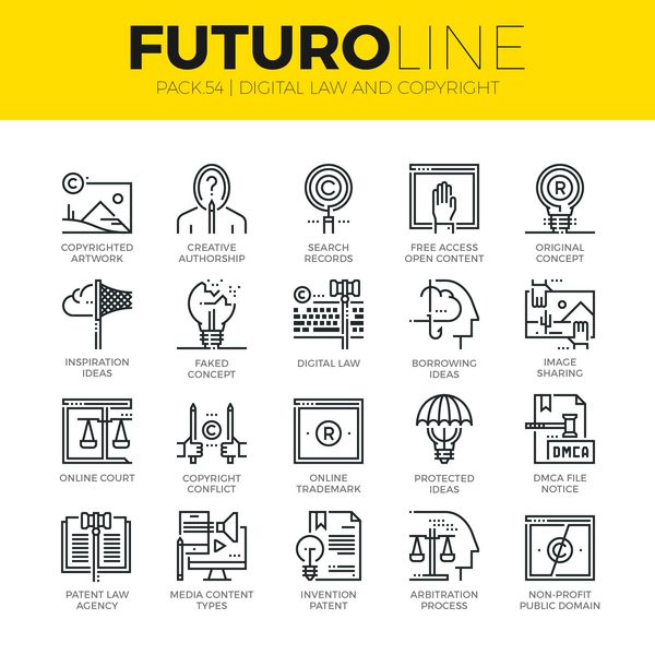 نمادهای خط Futuro حق چاپ دیجیتال