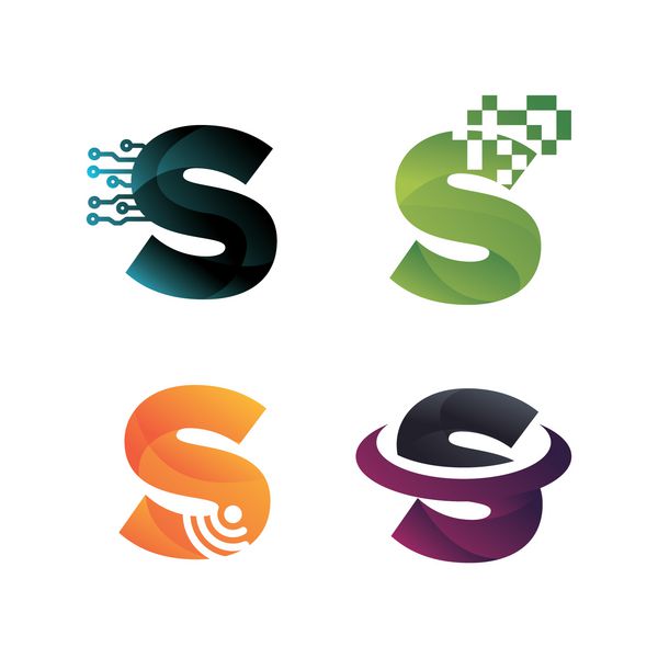 طراحی الگوی لوگوی فناوری S Letter